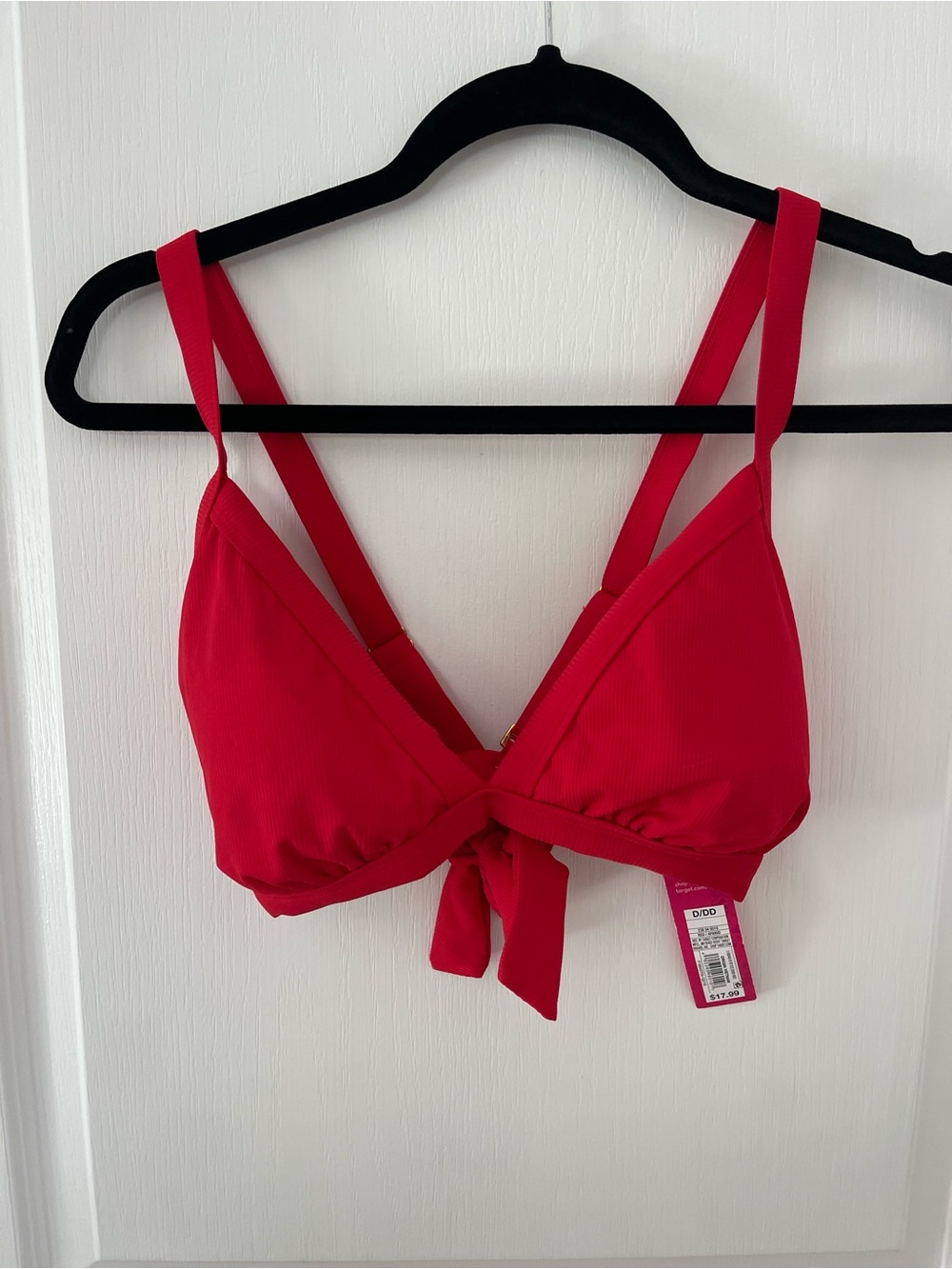 Red Triangle Bikini Top - cross-back tie